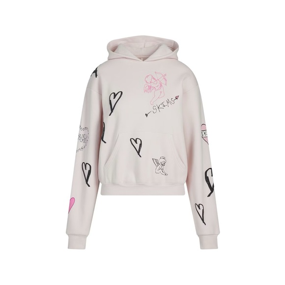SKIMS BARELY PINK ANGEL SKETCH COTTON CLASSIC HOODIE - Picture 2 of 5